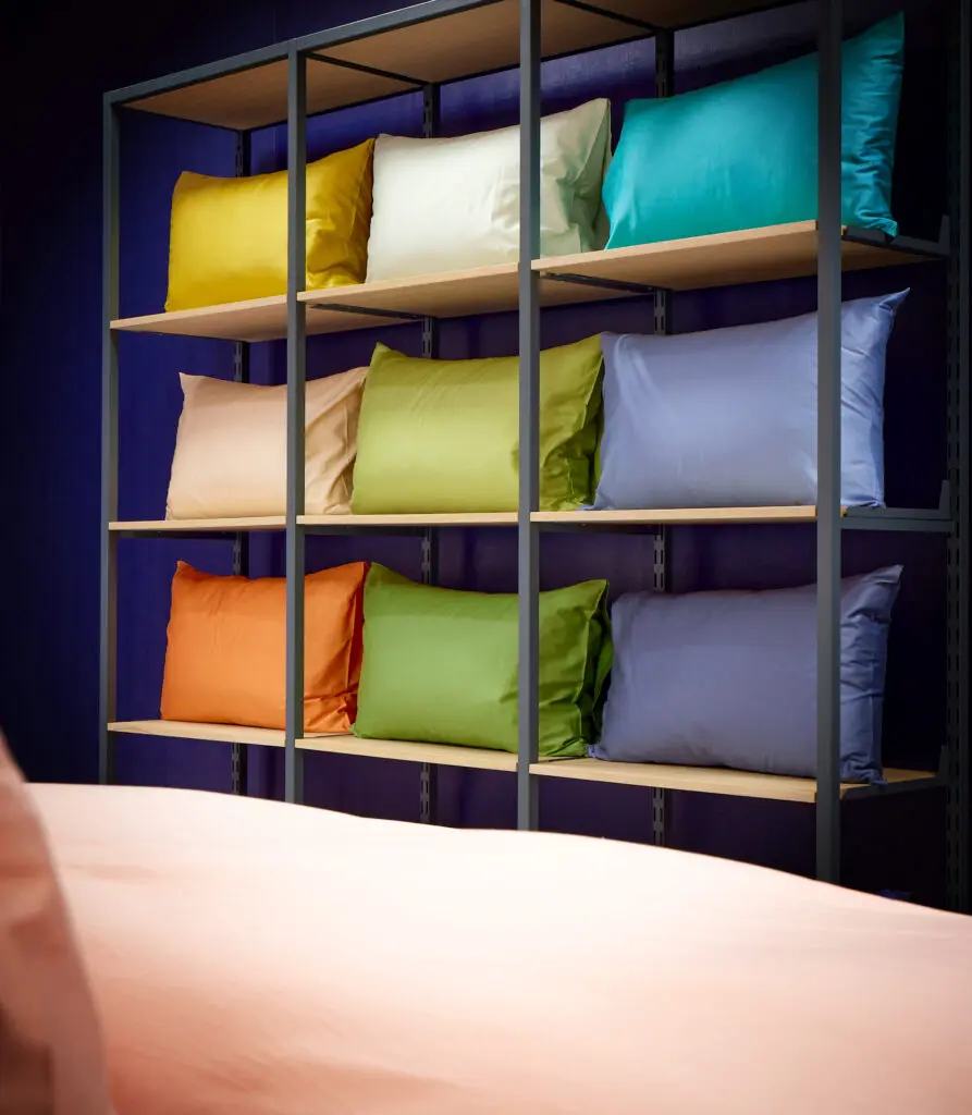 You'll find pillows, duvets, linens, and more at the new Hästens pop-up. (Photo by Robie Robinson)