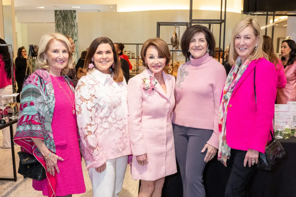 Denise Monteleone, Lesha Elsenbrook, Gaye Lynn Zarrow, Ellie Francisco, Shelley Boyer at the American Cancer Society's Tickled Pink event (Photo by Jacob Power)