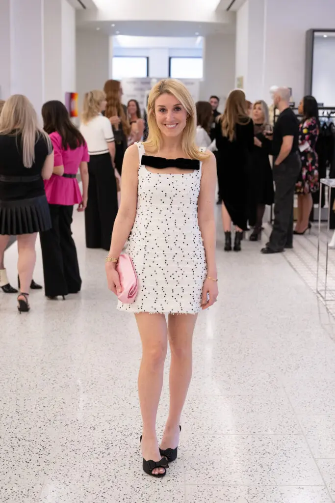 Natalie Steen wearing Nina Ricci at the Nina Ricci fashion presentation and luncheon at Tootsies. (Photo by Wilson Parish)