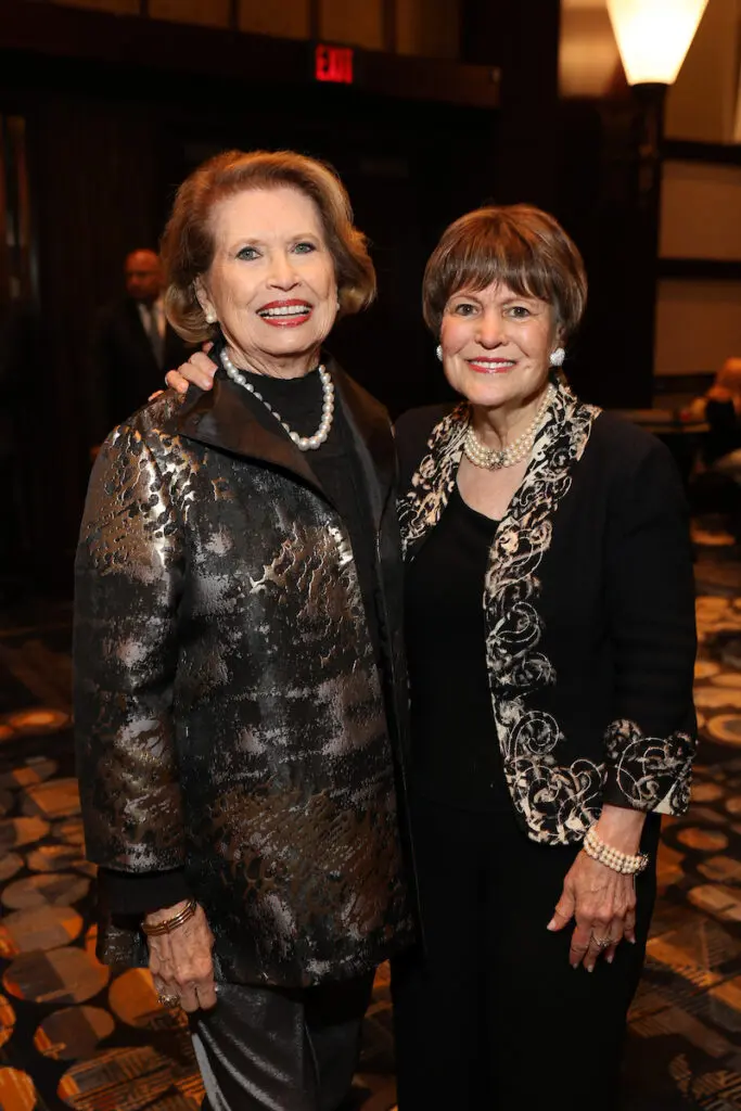 Ginger Blanton, Regina Rogers at the Holocaust Museum Houston Lyndon Baines Johnson Moral Courage Award Dinner (Photo by Priscilla Dickson)
