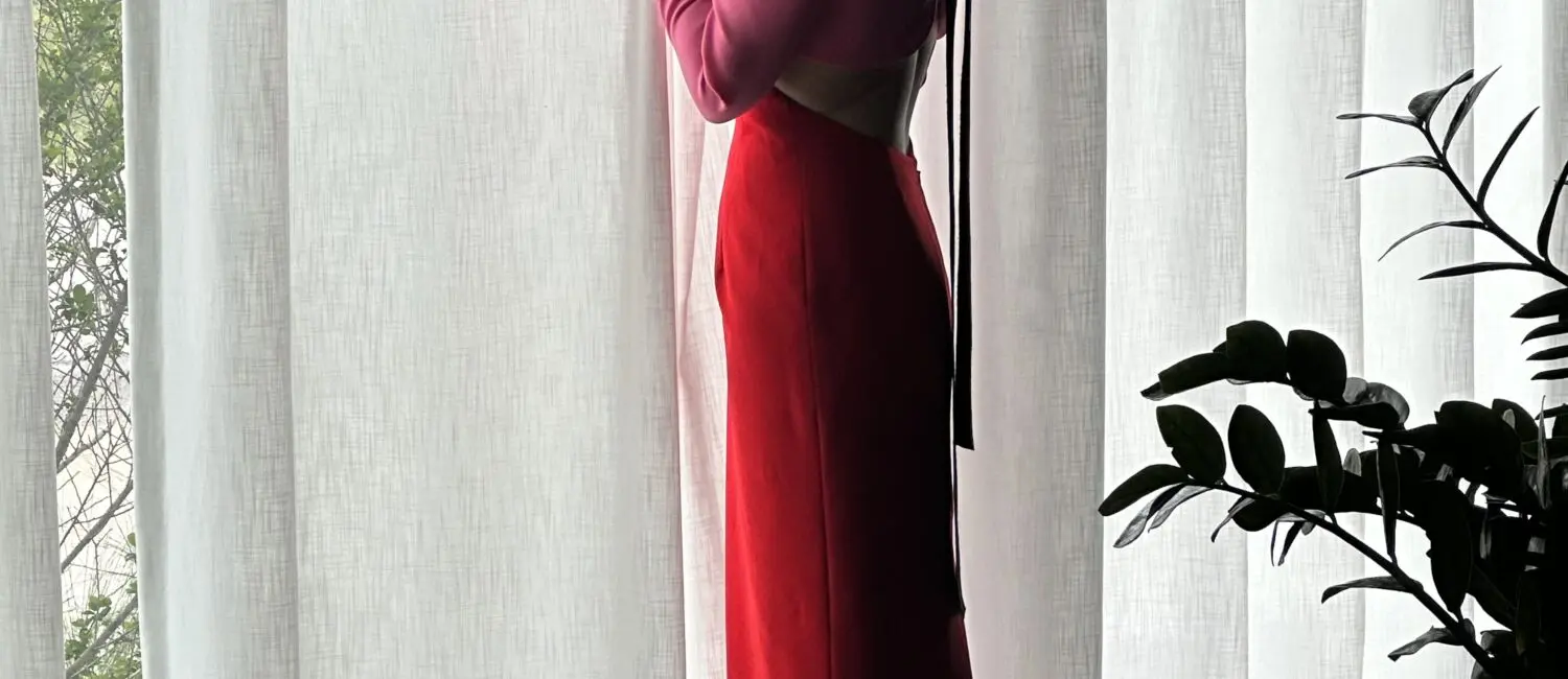 A stunning portrait of Lexi Sakowitz Marek wearing Carolina Herrera for the PaperCity Philanthropy in Fashion Best Dressed photo shoot shows off her style. (Photo by Shelby Hodge)