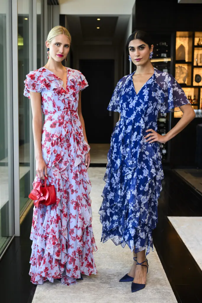 Current Carolina Herrera fashions modeled in the penthouse suite of The Post Oak Hotel (Photo by Michelle Watson, CatchLightGroup.com)