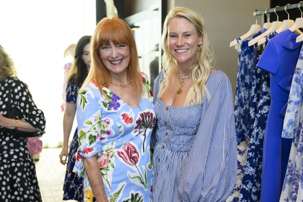 Gracie Cavnar, Virginia McMullen at the Carolina Herrera cocktail event in the penthouse suite at The Post Oak Hotel (Photo by Michelle Watson, CatchLightGroup.com)