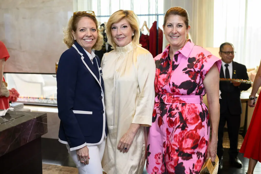 Julie Sacco, Kathryn Smith, Christina Sacco at the Carolina Herrera cocktail event in the penthouse suite at The Post Oak Hotel (Photo by Michelle Watson, CatchLightGroup.com)