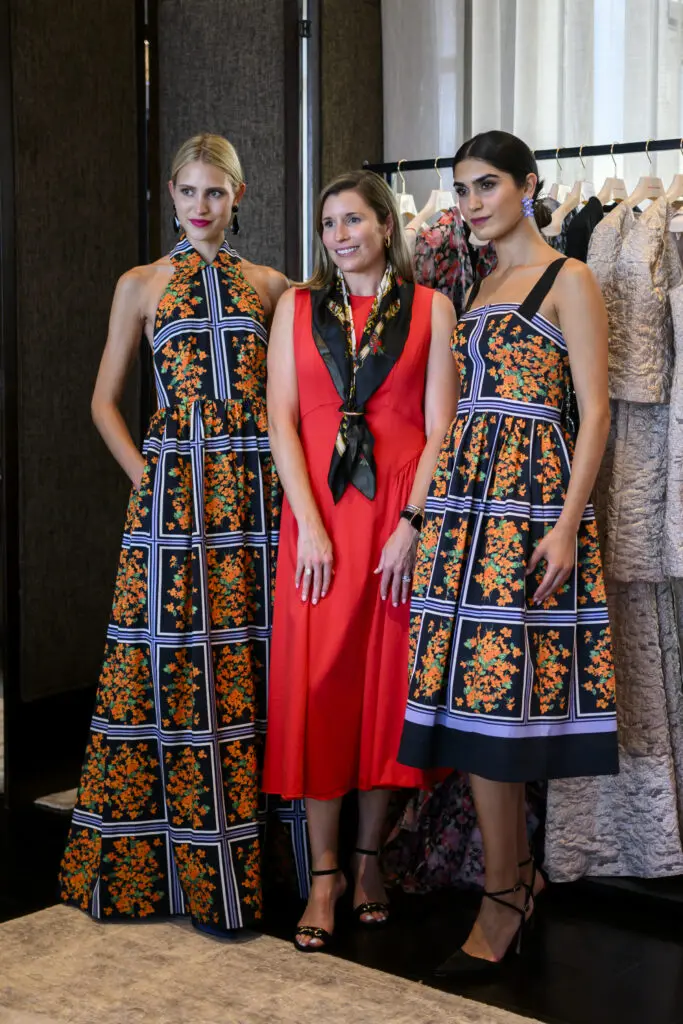 Katelyn Roche Gosslee with models  at the Carolina Herrera fête (Photo by Michelle Watson, CatchlightGroup.com)