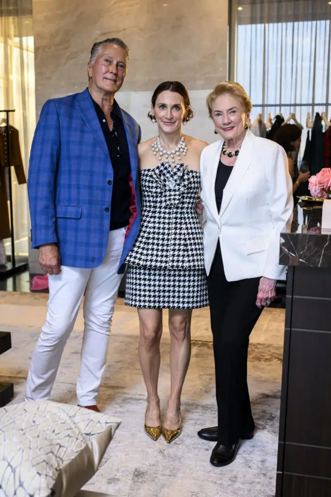 Greg Fourticq, Emilie Rubinfeld, Patsy Fourticq at the Carolina Herrera fête (Photo by Michelle Watson, CatchlightGroup.com)