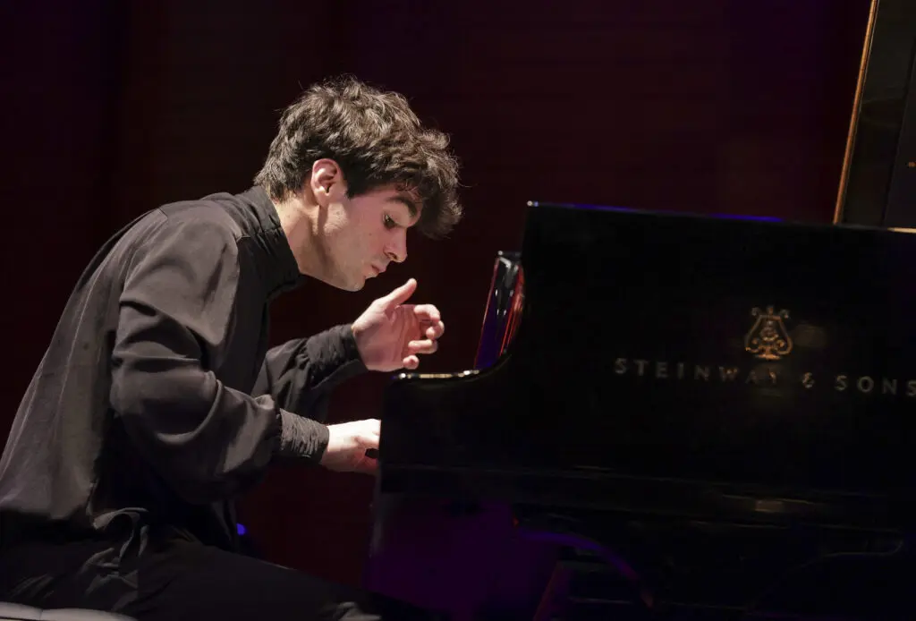 Elia Cecino, 23, of Italy performs a Piano Recital during the Semifinal round in the Seventeenth Van Cliburn International Piano Competition at Bass Hall in Fort Worth, Texas. (Photo by Ralph Lauer)