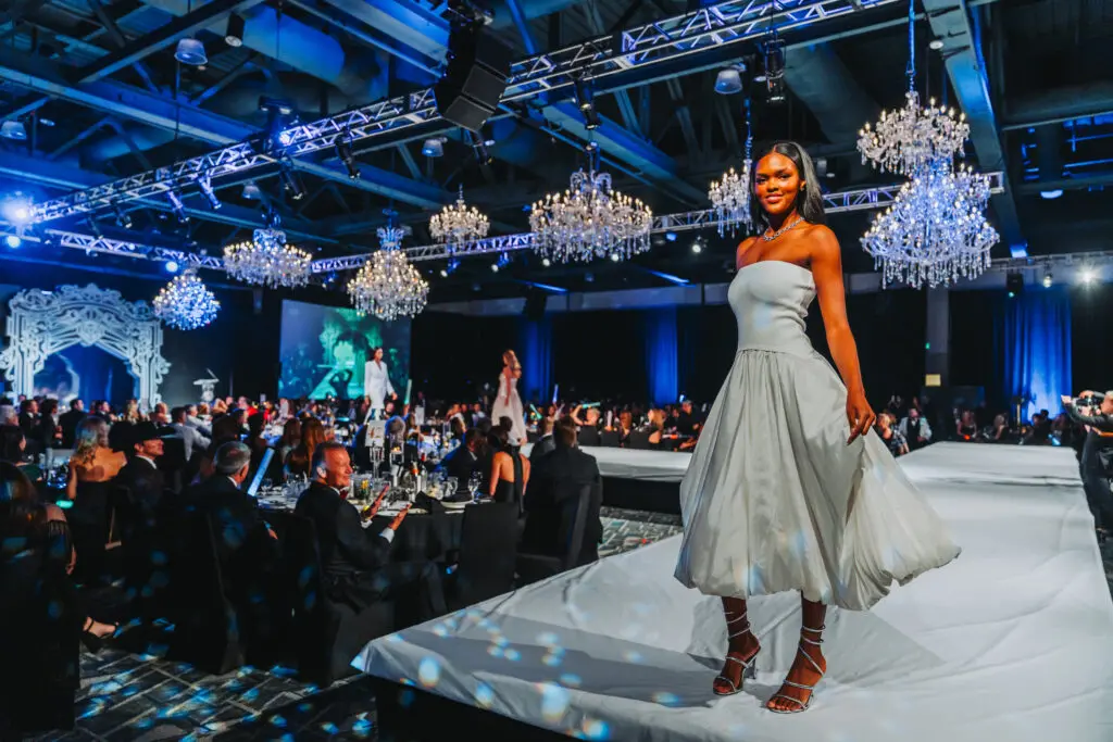 One of the runway models styled by Market Street's Pell 1990 during The Walk's fashion show at The Woodlands Waterway Marriott. (Photo by Interfaith of The Woodlands)