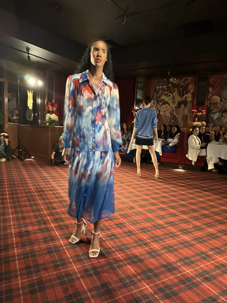 Texans Kristen Dress in a 'Texan Sky' pattern in silk from the Christy Lynn capsule collection for the Houston Texans