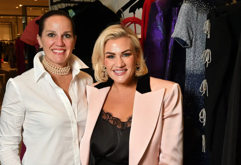 Lisa Hoover, Nora Jarrard at the intimate fashion presentation/fundraiser for the American Cancer Society's 'Shuck Cancer' campaign at Tootsies. (Photo by Dave Rossman)