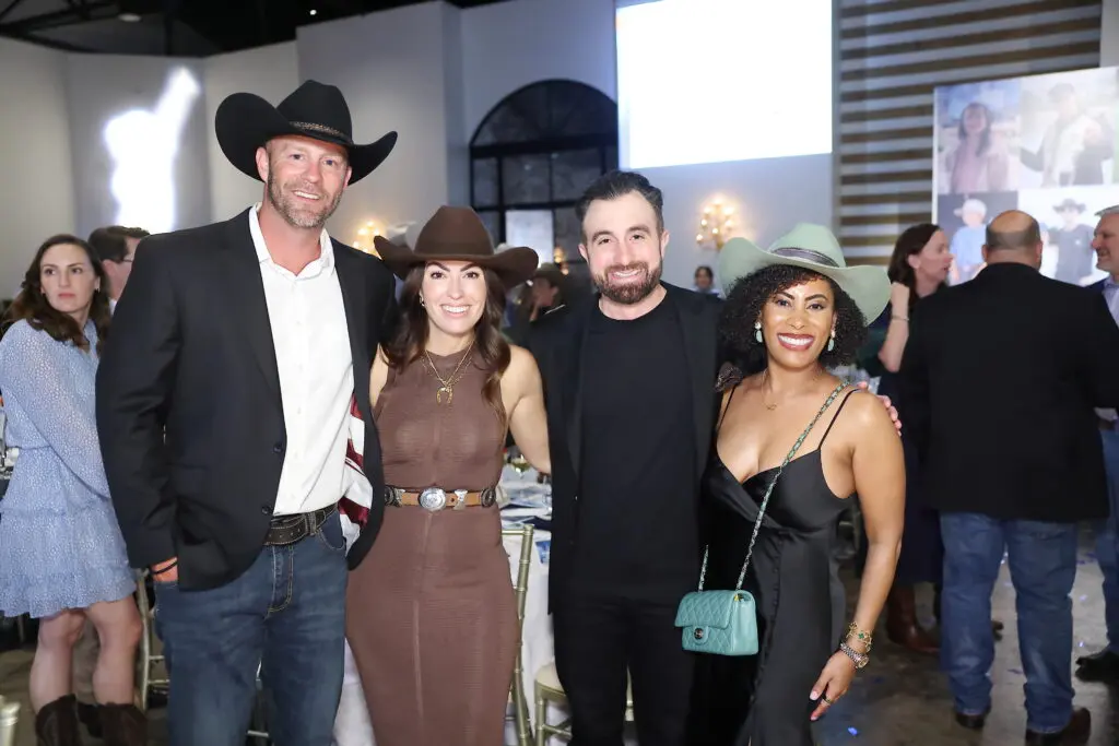 Chad Anderson, Abbie Byrom Botello & Leonard Botello IV, Christine Adolphe at the Sky High for Kids 'Better in Boots' gala (Photo by Quy Tran Photography)