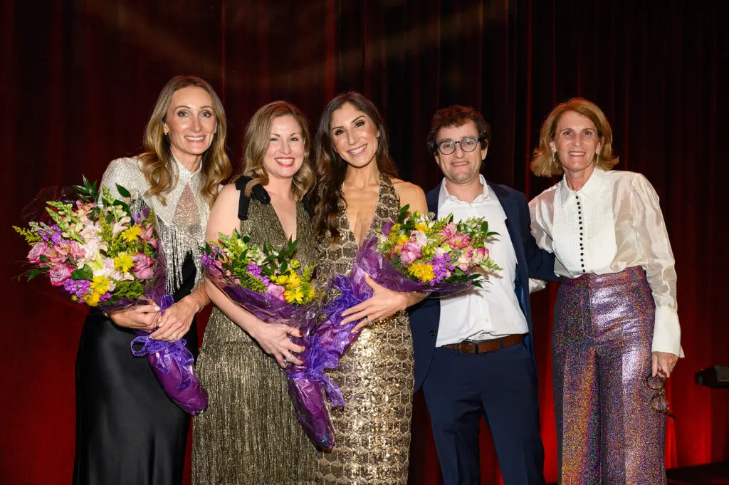 Program chair Jodi Rubenstein,ball chair Lizzy Kamkahgi, auction co-chairs Arin and Henry Freedman, President Board of Directors Elizabeth Cohenat the Jewish Community Center's Children's Scholarship Ball (Photo by Mark Katz Photography)