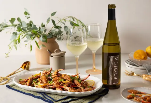 The Eroica riesling is a great pairing for seafood, including crab claws. (Courtesy Chateau Ste. Michelle)