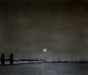 At Barry Whistler Gallery, Danny Williams' solo is all about the night. Shown: "Harvest Moon," 2013.