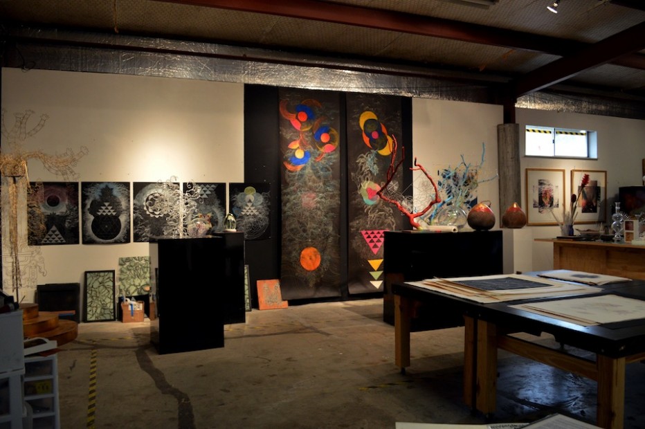 The casa and studio of Houston artist Susan Plum whose Super Saturday salons are legendary.