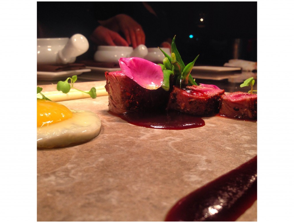 Pan seared lamb loin with sunny side egg pommes mousseline 