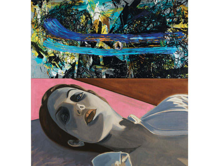 David Salle's "Pink Field," 2013. © David Salle. Courtesy the artist and Skarstedt, NY