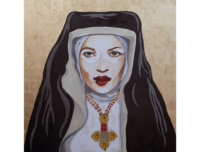 "Kate Moss Chanel Rosary Holy Fuck" courtesy Ashley Longshore Art