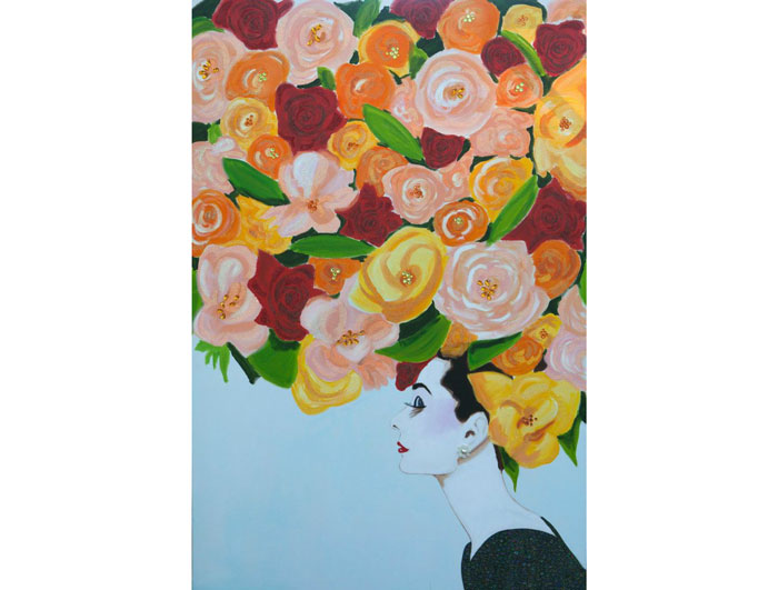 "Cascading Roses Audrey" courtesy Ashley Longshore Art