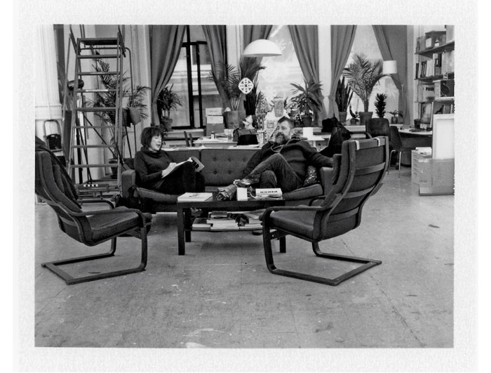 Marilyn Minter and Bill Arning at the artist’s NYC studio, December 2014