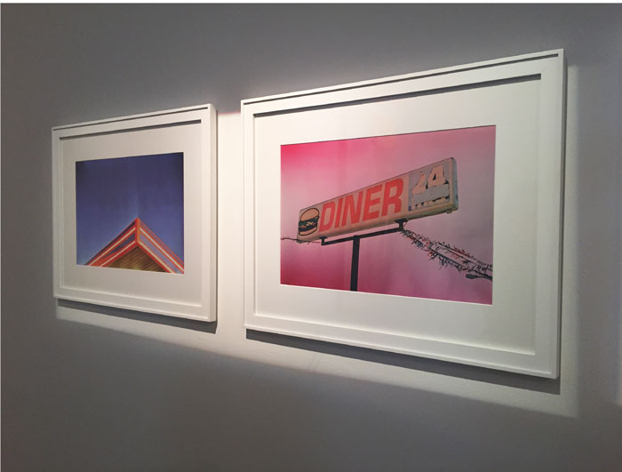 David Adam Salinas' filtered slices of a Pop reality reflect the vibrant neighborhood culture swirling around ERS.
L to R: "Wedge" and "Diner," both 2015. 