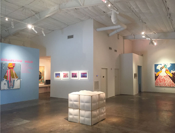 "Collective Solid" at Deborah Colton Gallery signifies assistant director Theresa Escobedo's first major curatorial effort for the gallery. Foreground: Dylan Conner's "White Cube," 2015.