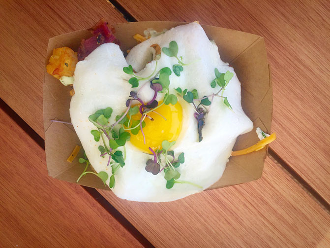 Crisp tots and local egg 