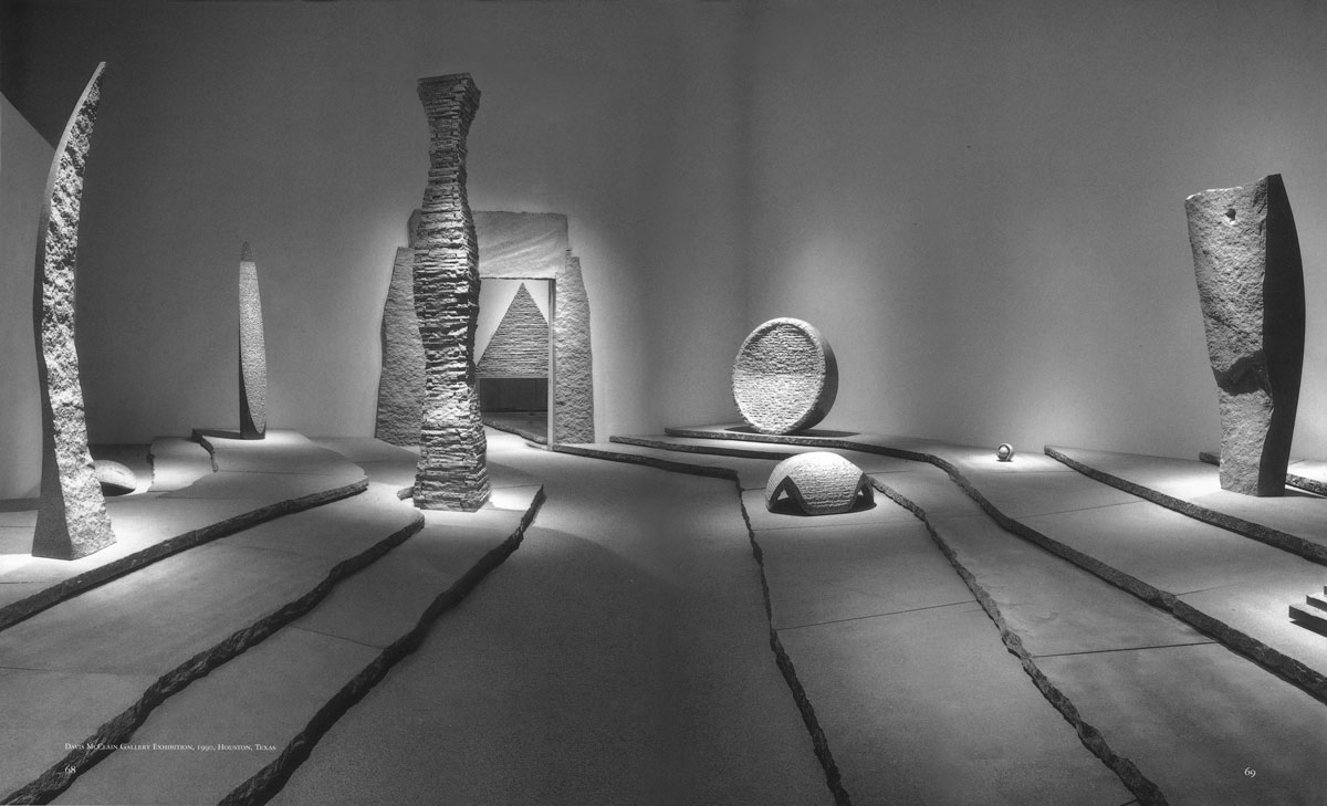 A 1990 Moroles exhibition in Houston, at the former Davis/McClain Gallery. Photo by Gary Faye.