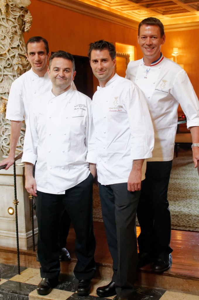 Pastry chef Nicolas Blouin, executive chef Bruno Davaillon, executive chef Christopher Hache, pastry chef Jerome Chaucesse