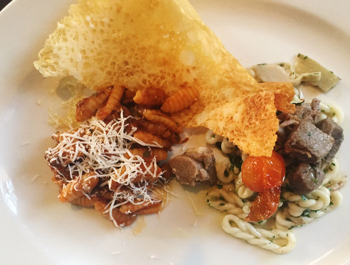 Gnocchetti Sardi al Cinghiale, which is apart of the Sardinian tasting menu at Arcodoro. Sardinian tear drop pasta with a ragu of wild boar and Cannonau wine. 