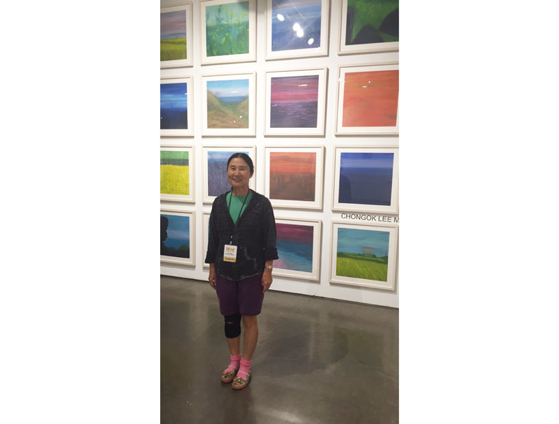 At Kips Gallery, Houston artist Chong-Ok Matthews' wall of oil-on-paper landscapes mediate on place as well as the language of abstraction. 