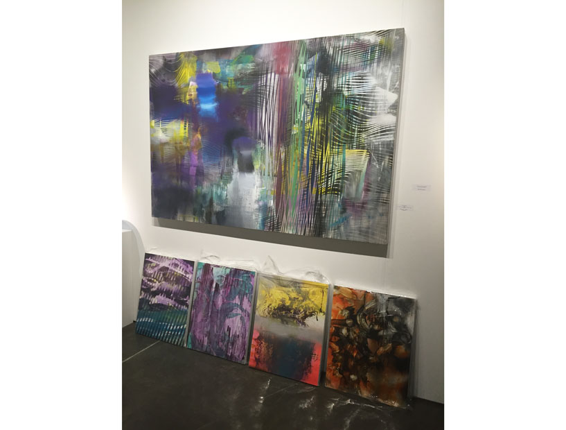 West Coast painter Chris Trueman conflates expressionism with the language of color field, while also evoking passages of Rosenquist. Patrajdas Contemporary of Ogden, Utah brought Trueman to the Fair.