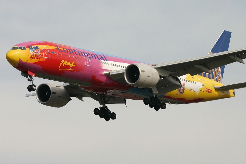 Max was commissioned by Continental Airlines to paint this Boeing 777-200ER jet.