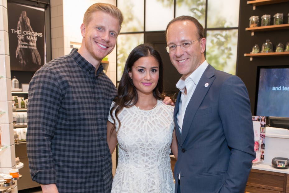 Sean and Catherine Lowe join Origins senior vice president Stéphane De La Faverie. at the company's Galleria store. (Photo by Michelle Watson)
