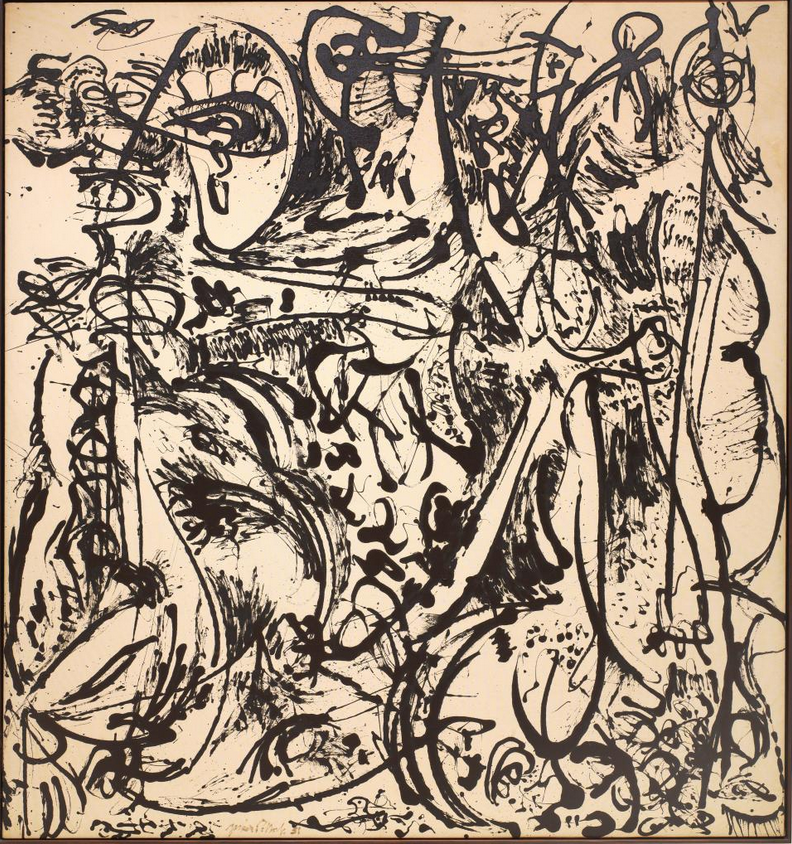 Jackson Pollock’s “Echo: Number 25, 1951,” a seminal work featured in “Jackson Pollock: Blind Spots” presented at the Dallas Museum of Art in 2015-2016.(Collection MoMA, NYC © 2015 The Pollock-Krasner Foundation / Artists Rights Society, NYC)
