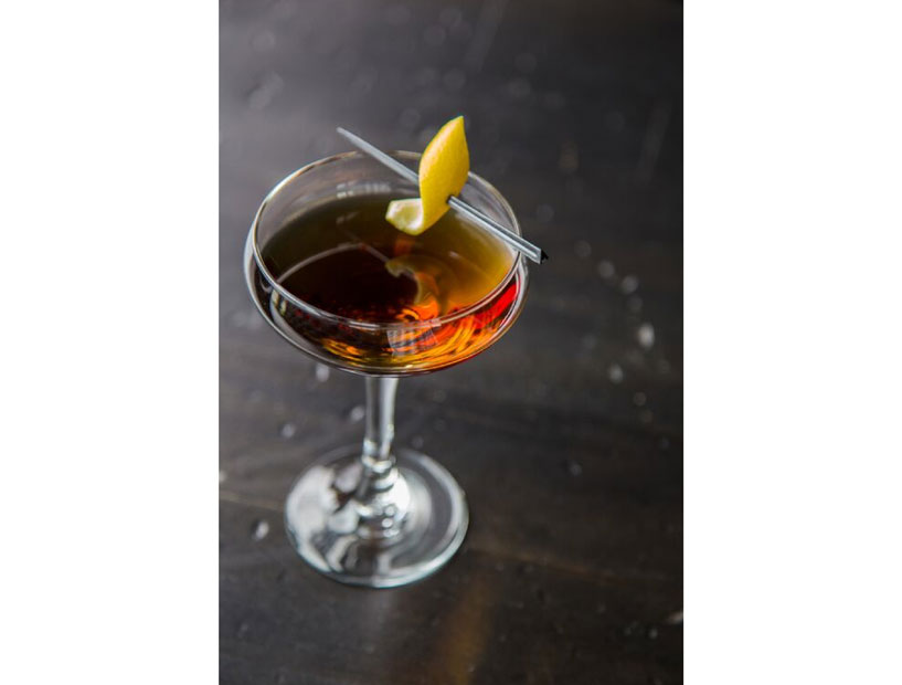 Stone's Throw's Old Square cocktail is made with rye whiskey, cognac, sweet vermouth, simple syrup and bitters. (Photo courtesy Stone's Throw)