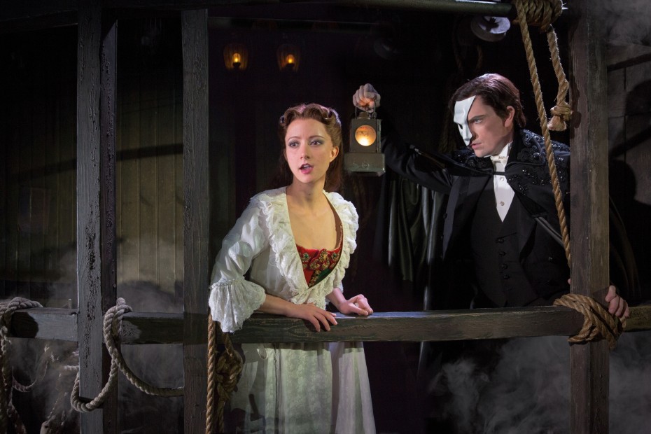 Katie Travis (Christine) and Chris Mann (the Phantom) in Cameron Mackintosh’s new production of Andrew Lloyd Webber’s “The Phantom of the Opera.” Photo by Matthew Murphy.