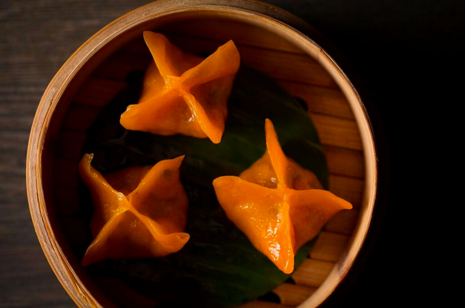 Yauatcha's crystal dumpling wrap with pumpkin. 