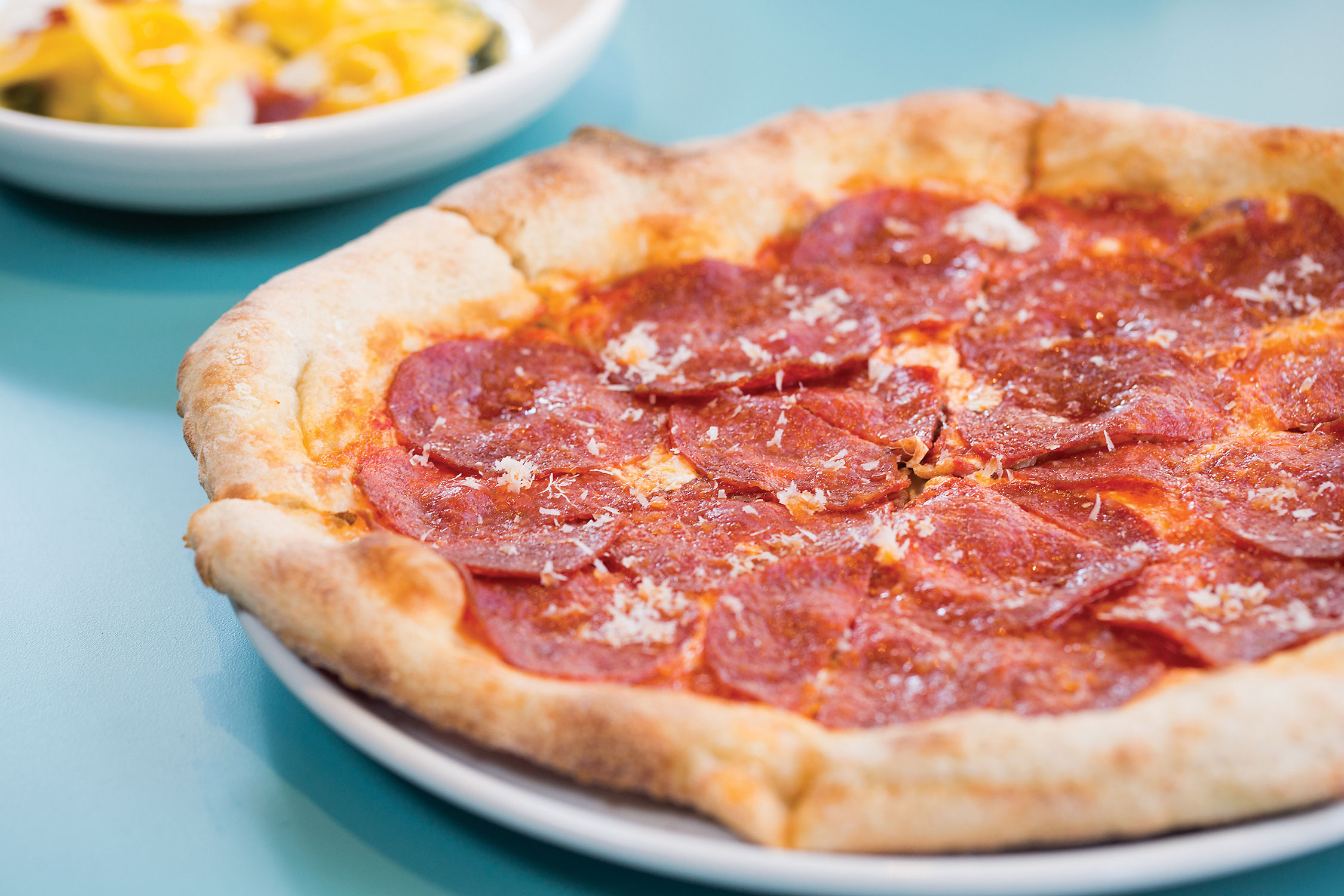 Brick-oven pepperoni pizza