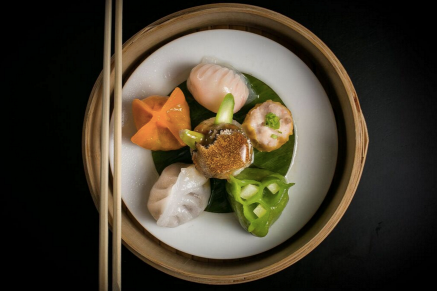 One of Yauatcha's many dim sum offerings — the supreme dim sum platter.