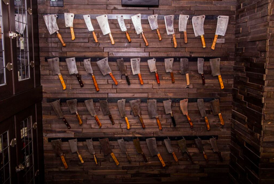 A knife collection in the Maestro brothers' Steak 44. 