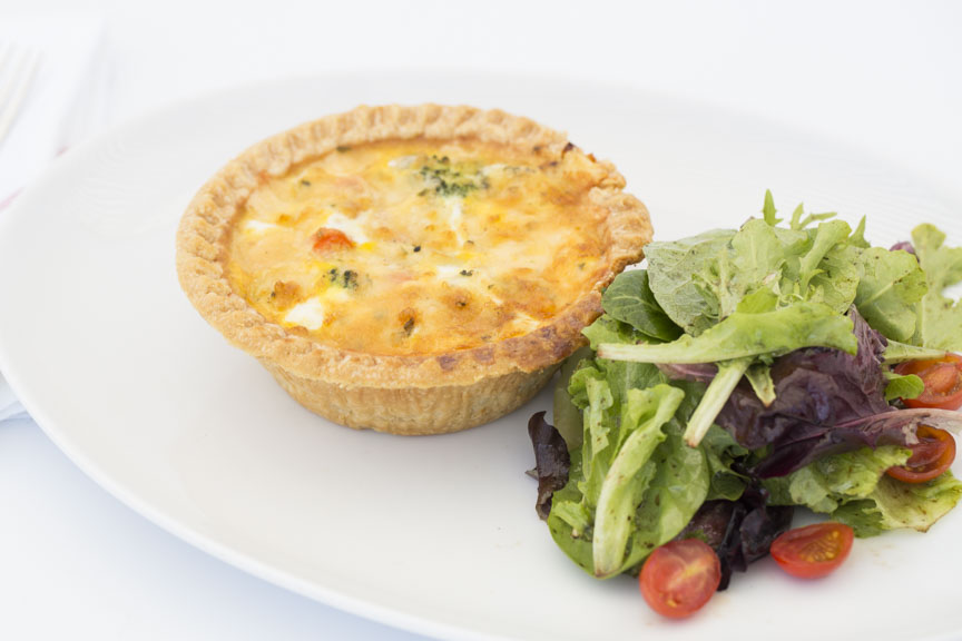 B&B's harvest quiche is made with seasonal vegetables and horseradish havarti. 