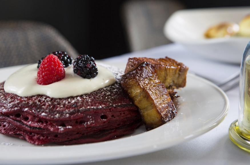 Red velvet waffles courtesy Black & White. 