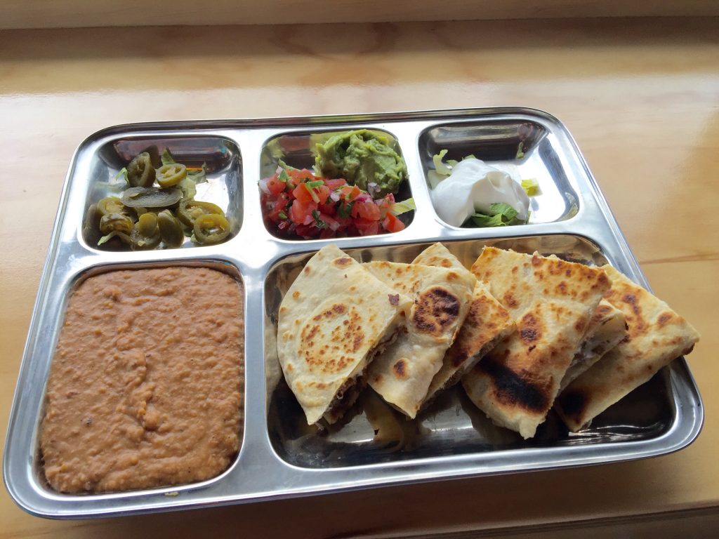 Flavor galore: wild boar quesadillas with refried beans. 