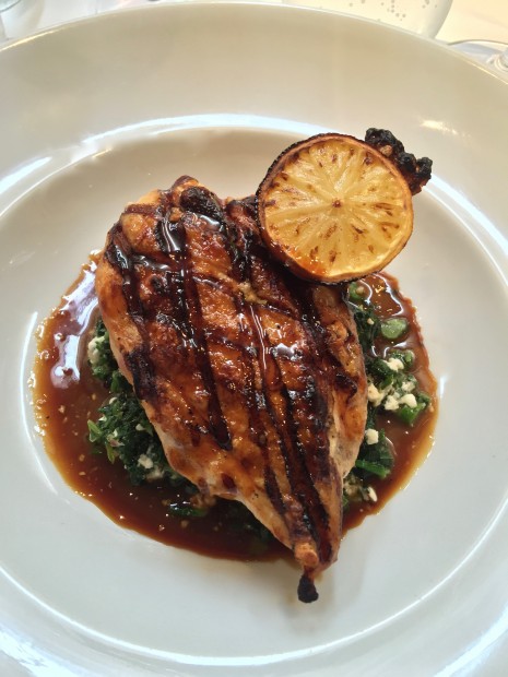 Amish hen, rapini, and fine cooking technique.
