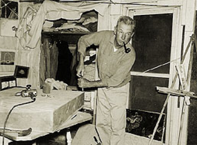 Forrest Bess in his Bay City studio (undated, courtesy forrestbess.org)