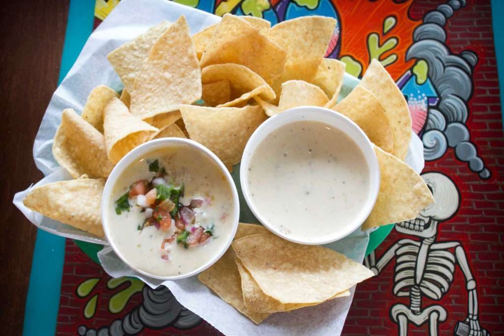 A taco isn't complete without the obligatory chips and queso. 