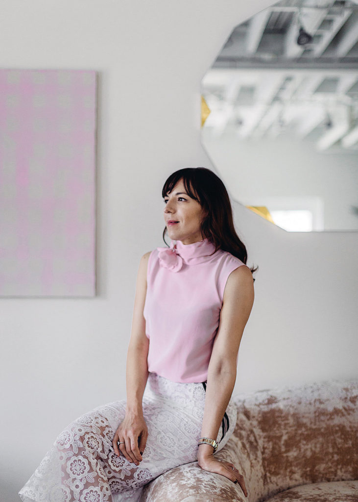 Margaret Naeve wears Rochas shirt and Preen skirt, from Laboratoria