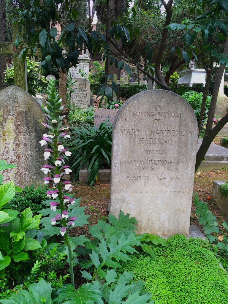 Mary Chamberlin Harding's tombstone. Harding penned the incisive classic "Dear Friends and Darling Romans" in 1959. 
