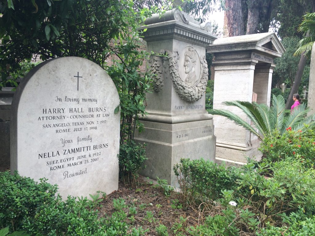 Texans Harry and Nella Burns' grave. The Burns are connected to the Kingwood, Texas eatery, Zammatti's Italian Ristorante. 